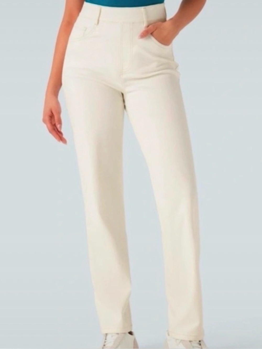 Halara Flex High-Waisted, Straight-Leg Denim Jeans Ivory S